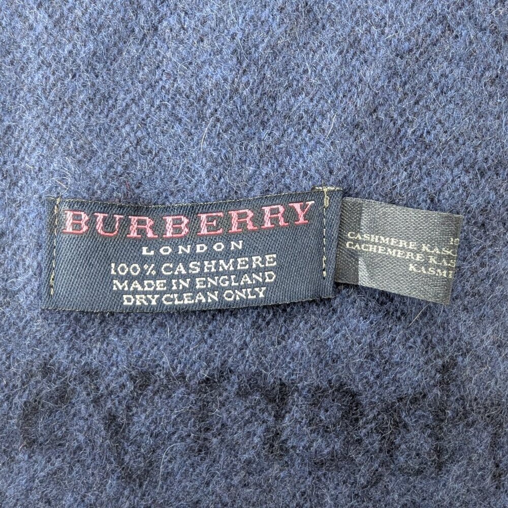 Authentic BURBERRY Cashmere Monogram Plaid scarf Blue |Classic Luxury |Fast Ship - Picture 3 of 9